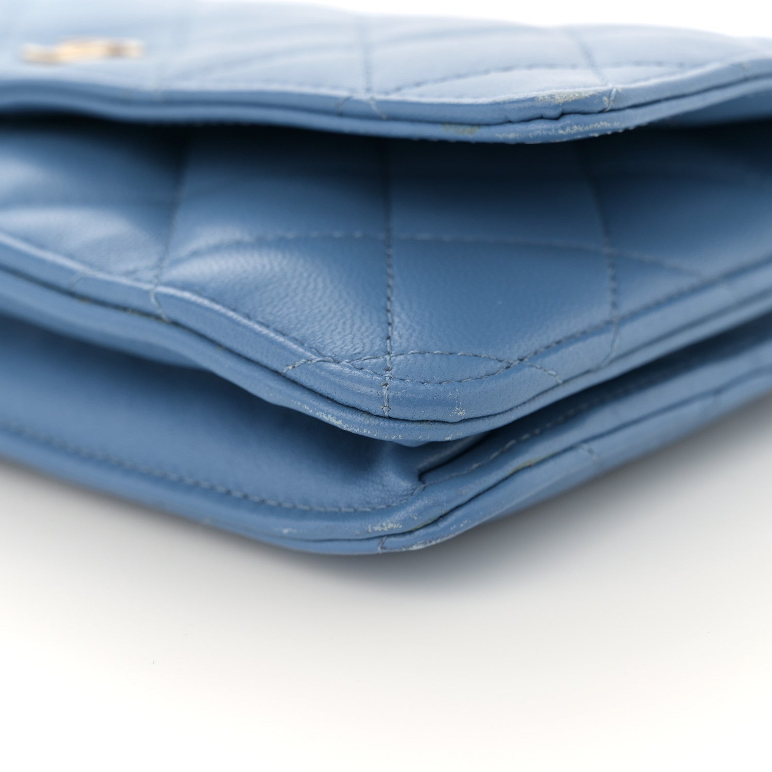 Chanel Lambskin Quilted Wallet On Chain WOC Light Blue 10 of 14