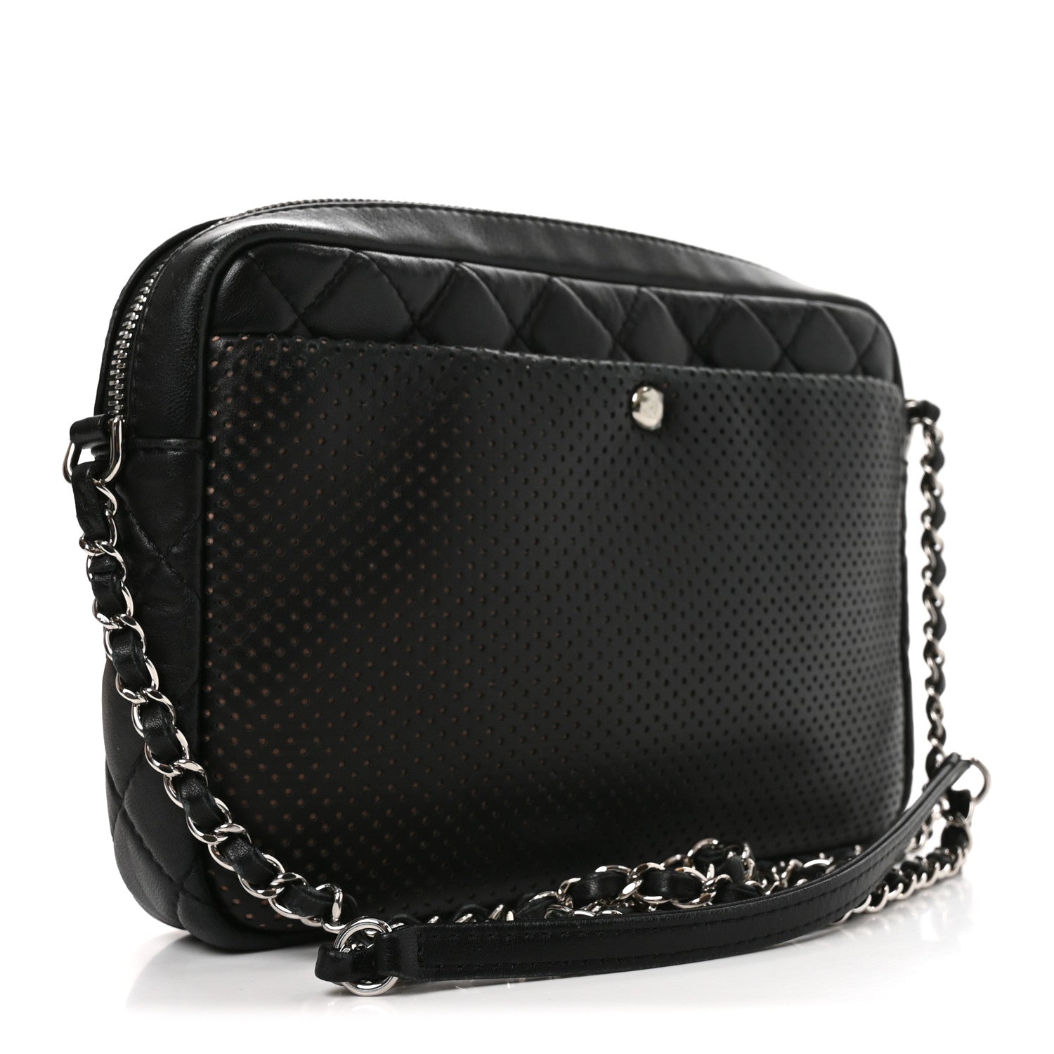 Chanel Perforated Calfskin Quilted Ultra Pocket Camera Case Black 3 of 10