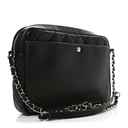 Chanel Perforated Calfskin Quilted Ultra Pocket Camera Case Black 3 of 10