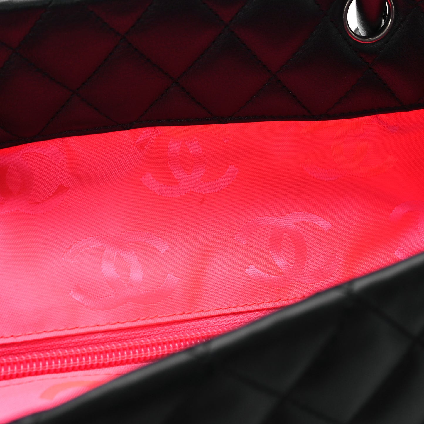Calfskin Quilted Large Cambon Tote Black