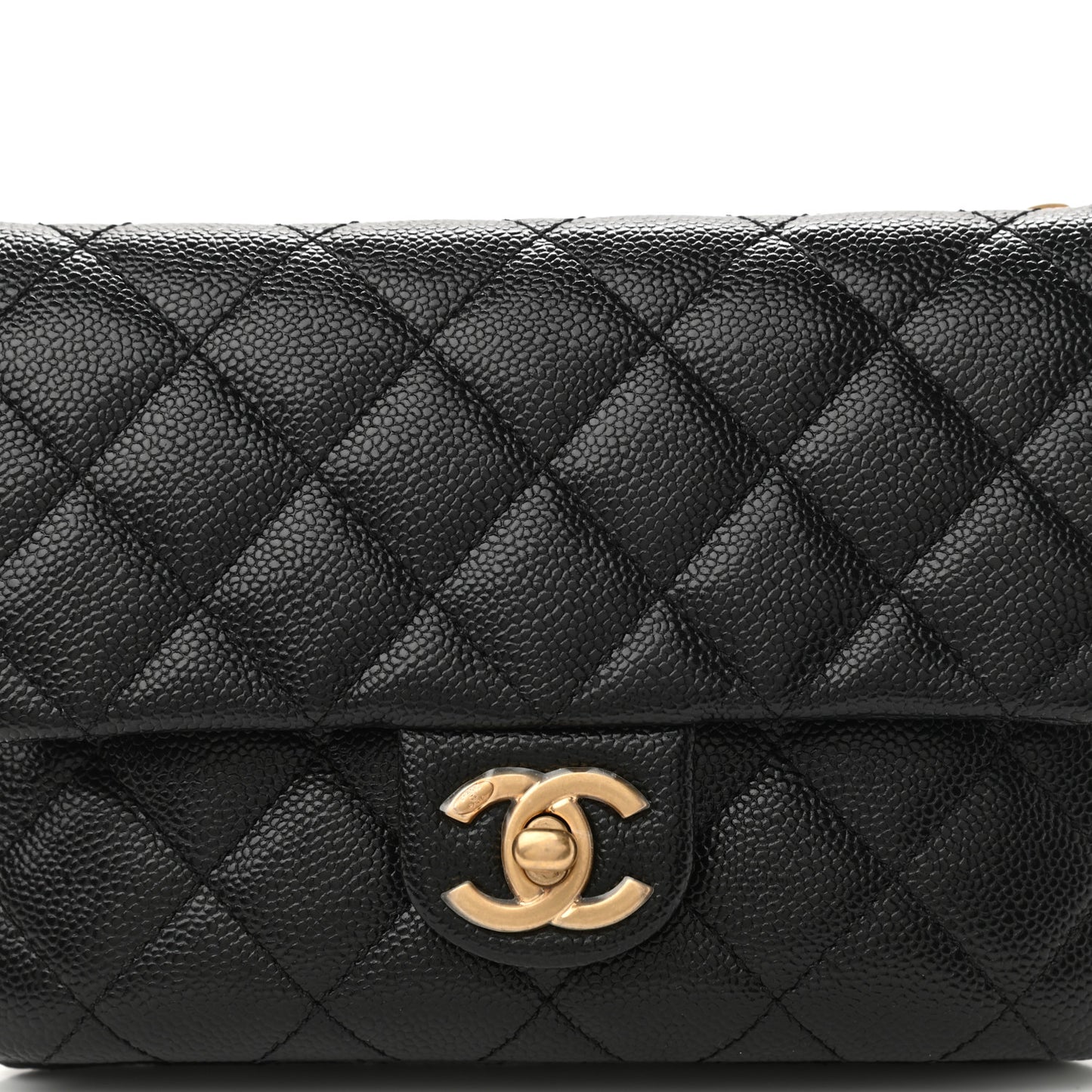 Shiny Caviar Pick Me Up Flap Belt Bag Black