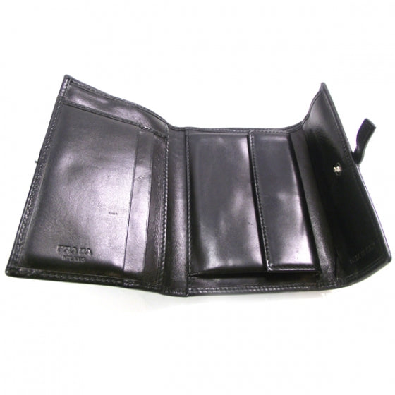 Leather Buckle Wallet Nero