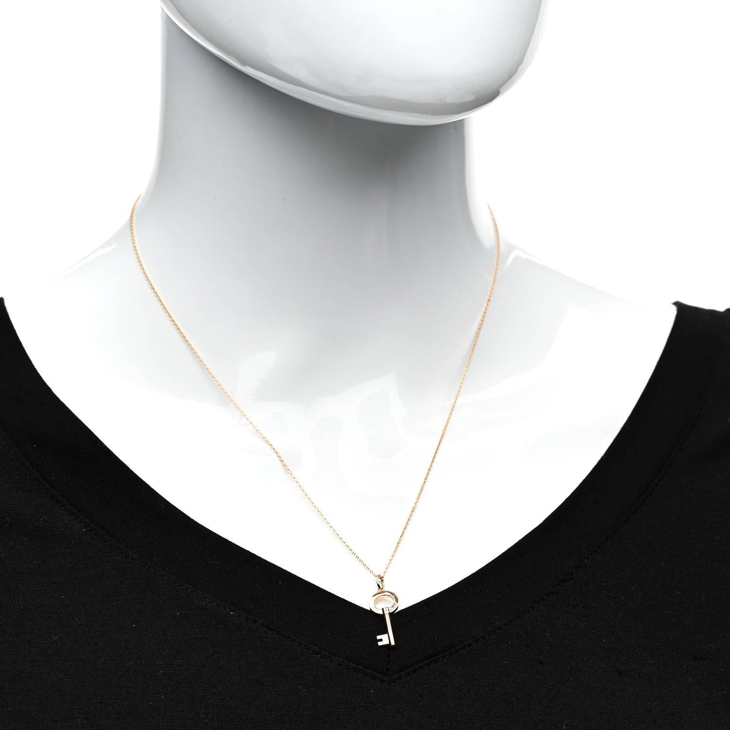 Tiffany 18K Rose Gold Mini Key Pendant Necklace 2 of 5