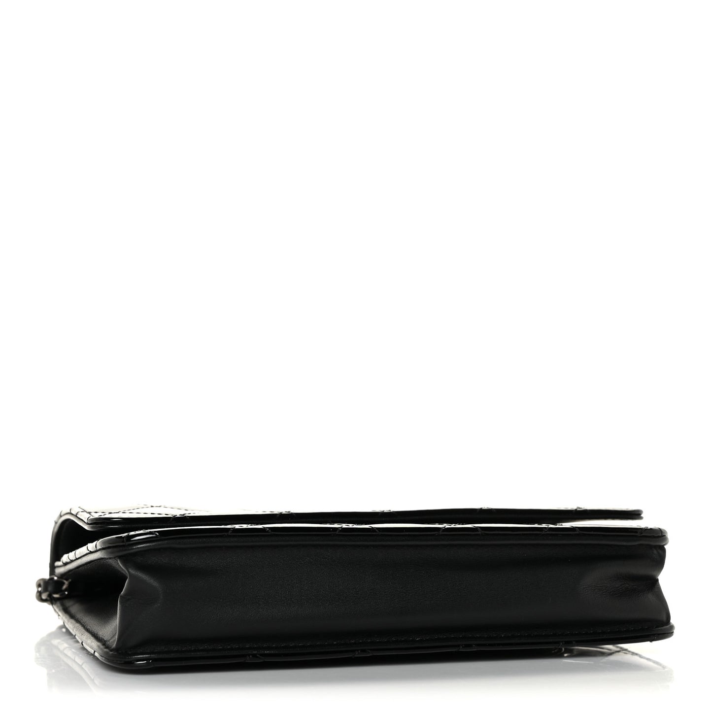 Patent Quilted Wallet On Chain WOC Black