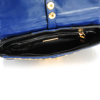 Miu Miu Nappa Swarovski Crystal Embellished Biker Shoulder Bag Blue Black 5 of 7