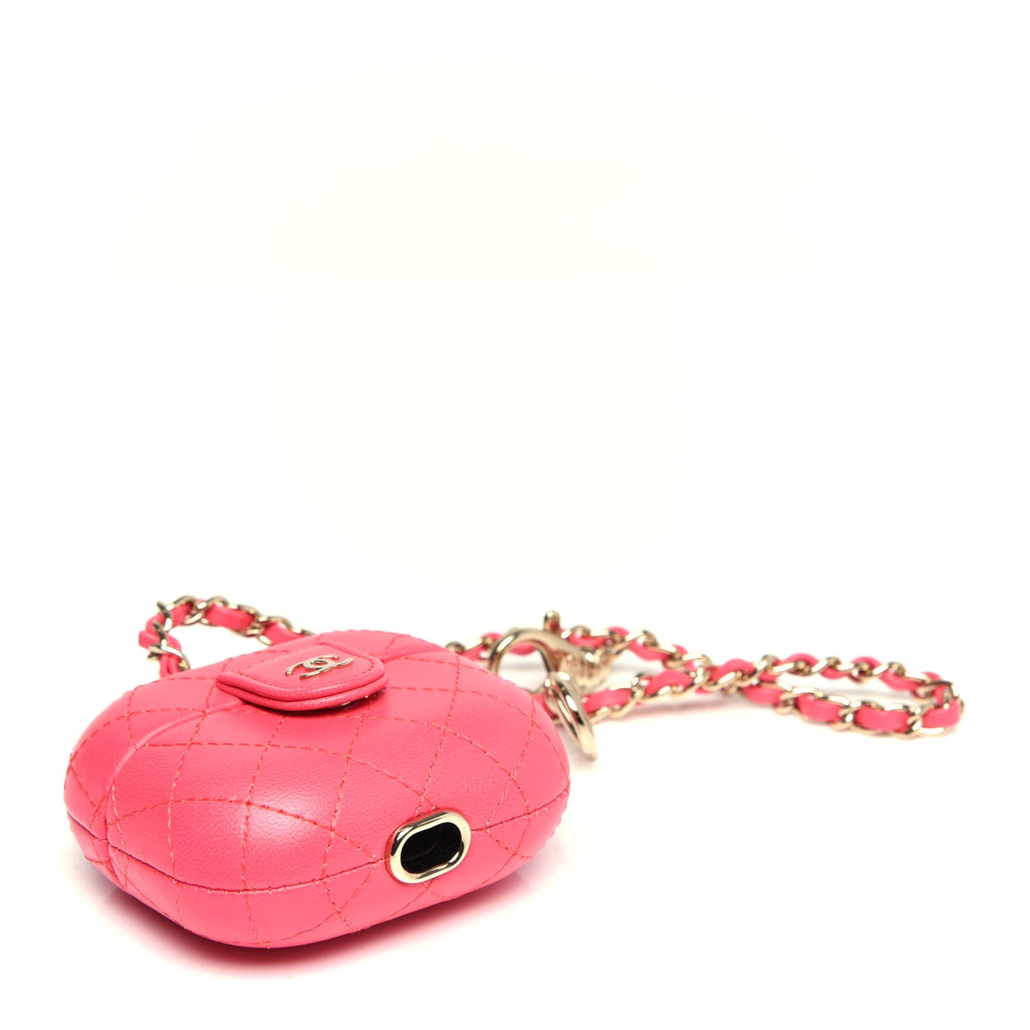 Lambskin Quilted Airpods Pro Case With Chain Pink