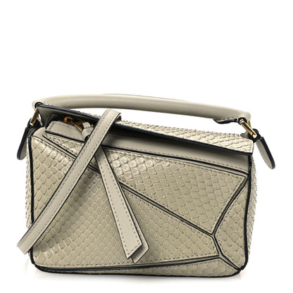 Loewe Snakeskin Mini Puzzle Bag Marble Green 1 of 9