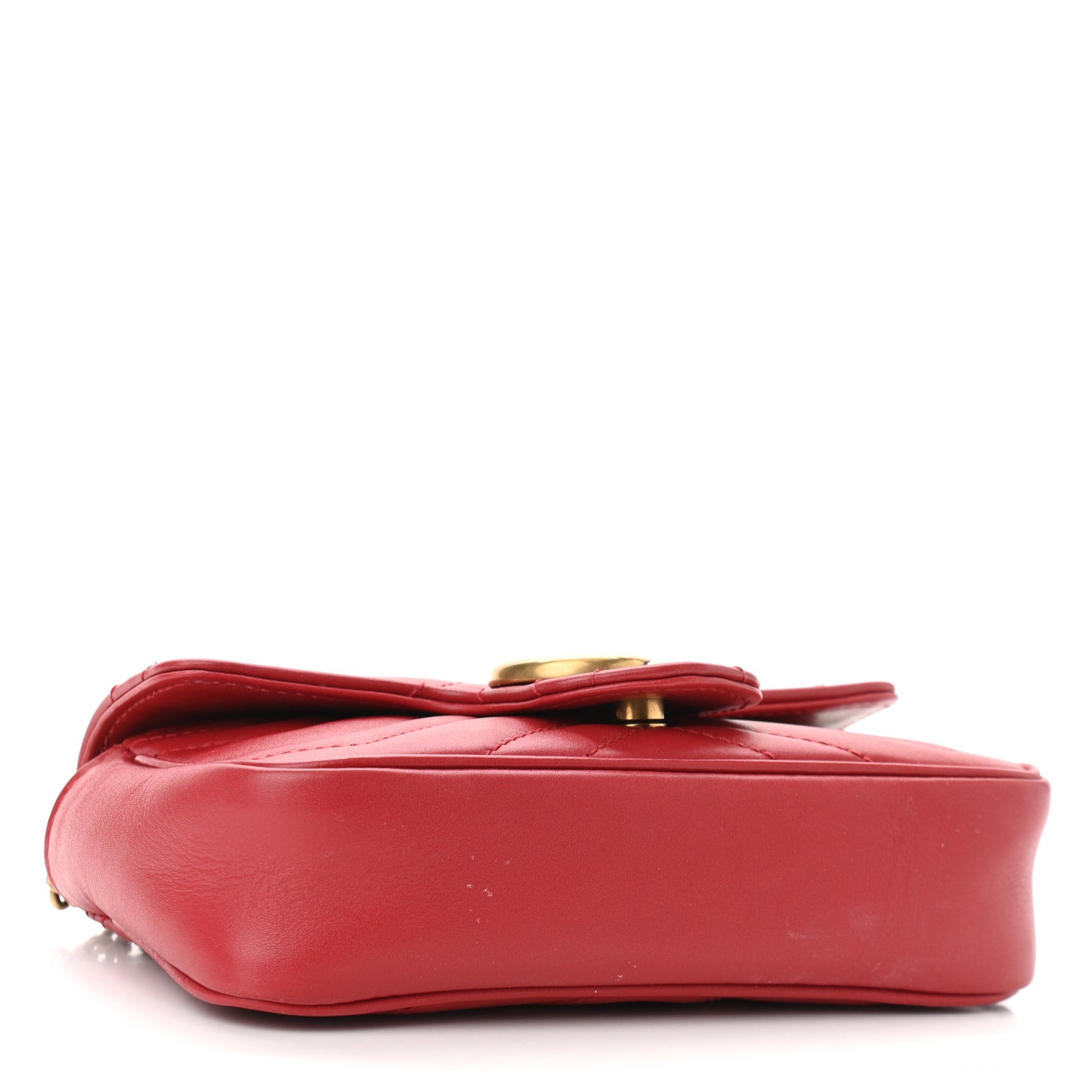 Calfskin Matelasse Super Mini GG Marmont Shoulder Bag Hibiscus Red