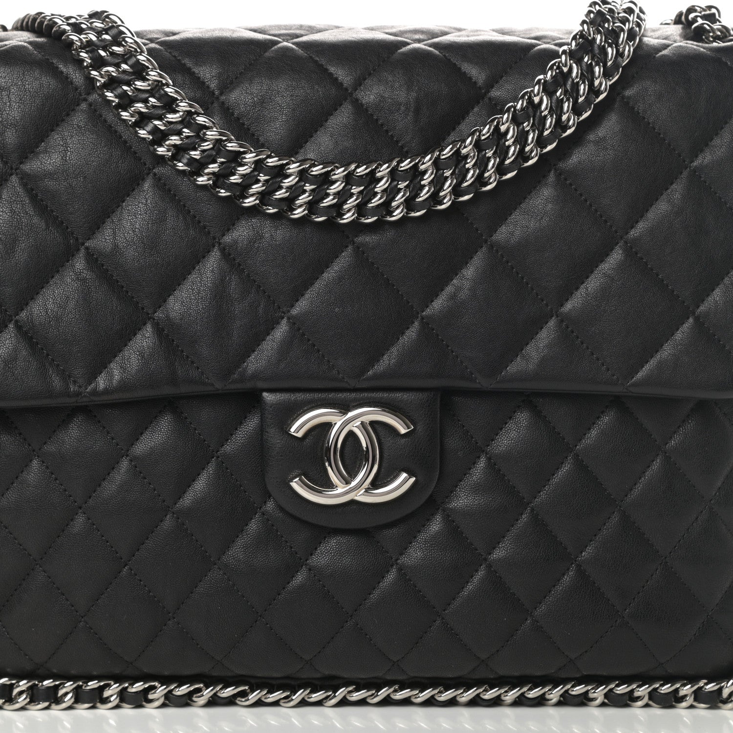Chanel Washed Lambskin Quilted Maxi Chain Around Flap Black 8 of 11