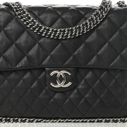 Chanel Washed Lambskin Quilted Maxi Chain Around Flap Black 8 of 11