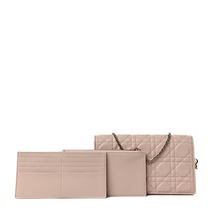 Christian Dior Lambskin Cannage Lady Dior Chain Wallet Beige 1 of 9