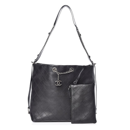 Chanel Calfskin Stitched Large Hobo Black 1 of 12