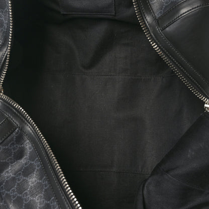 Gucci Soft GG Supreme Monogram Appia Calfskin Web Large Carry On Duffle Bag Black Grey 4 of 12