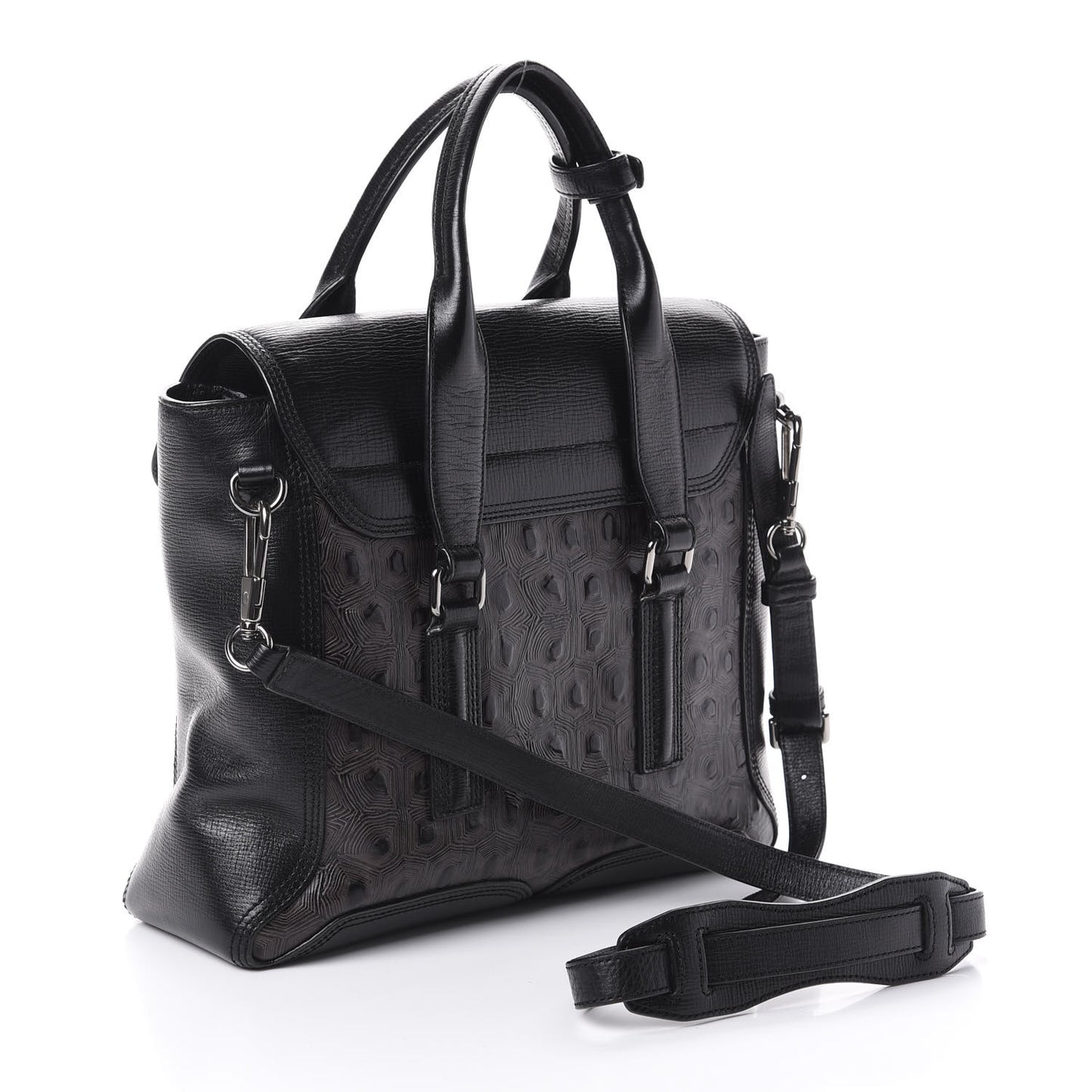 3.1 Turtle Embossed Medium Pashli Satchel Black