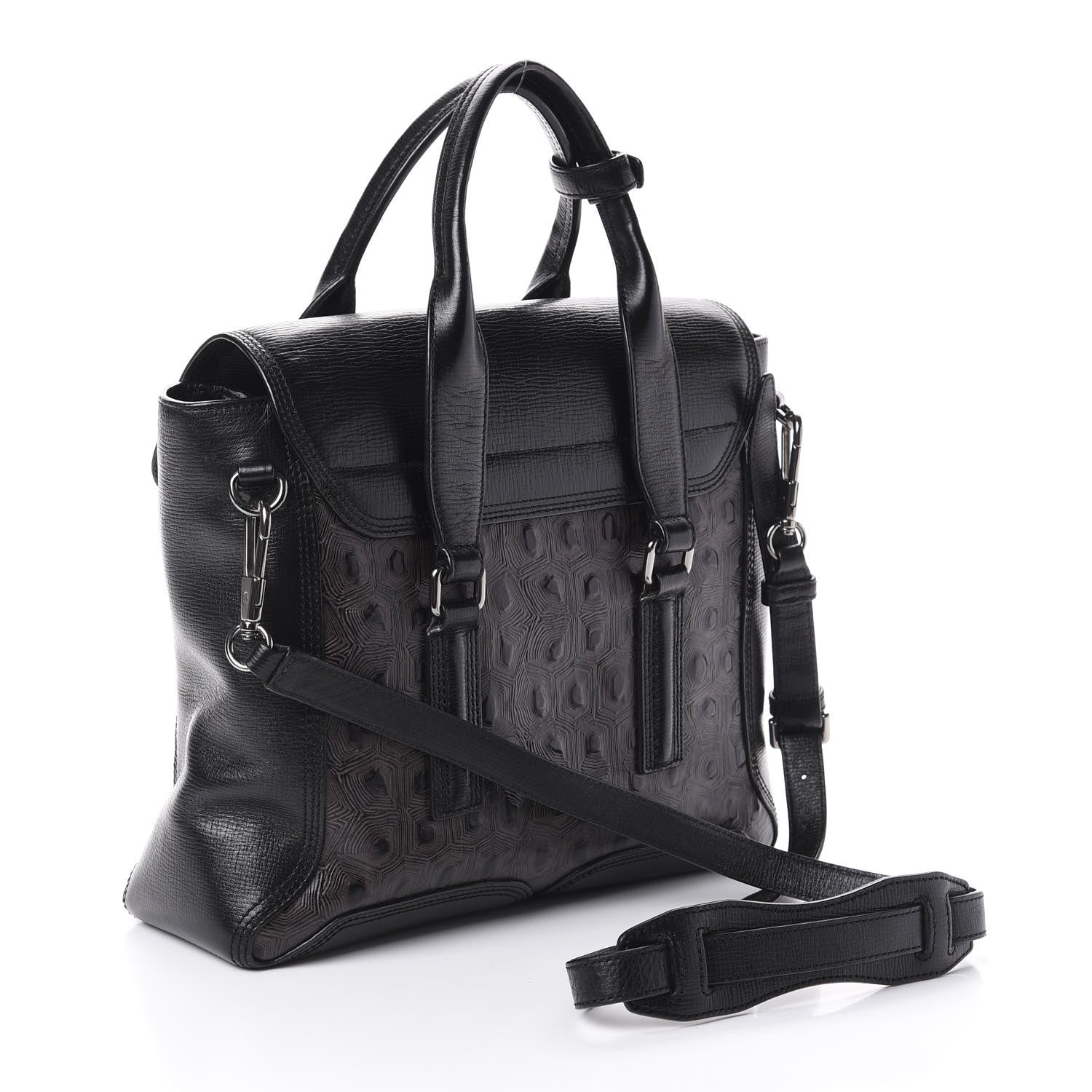 3.1 Phillip Lim 3.1 Turtle Embossed Medium Pashli Satchel Black 3 of 9
