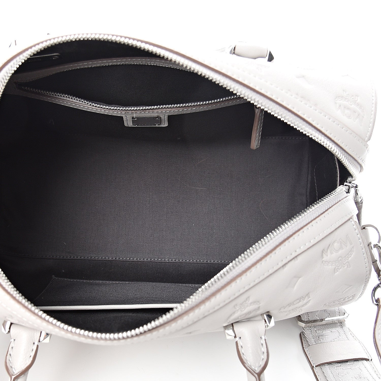 MCM Calfskin Ottomar Monogram Essential Boston Bag Dove 4 of 9
