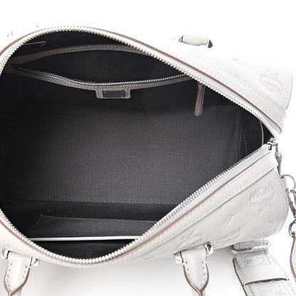 MCM Calfskin Ottomar Monogram Essential Boston Bag Dove 4 of 9