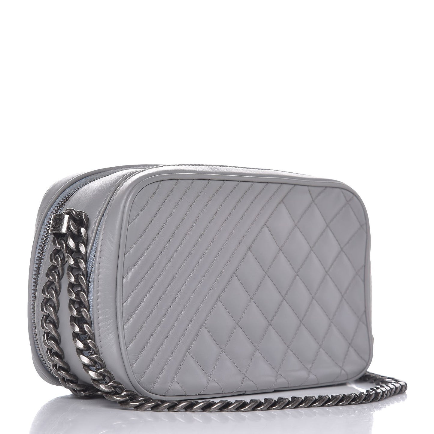 Lambskin Quilted Small Coco Boy Camera Case Grey