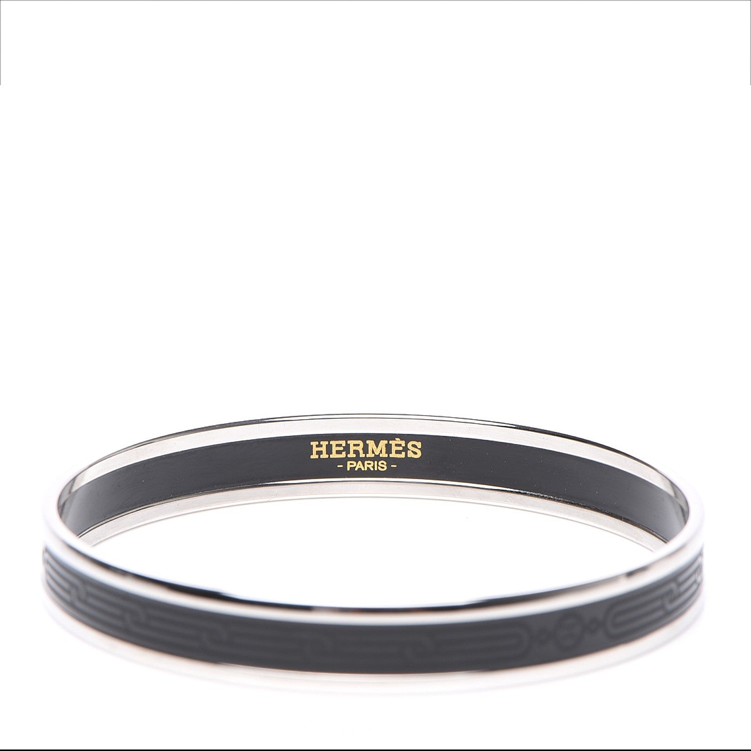 Hermes Enamel Printed Sellier Narrow Bracelet 65 Black 3 of 5