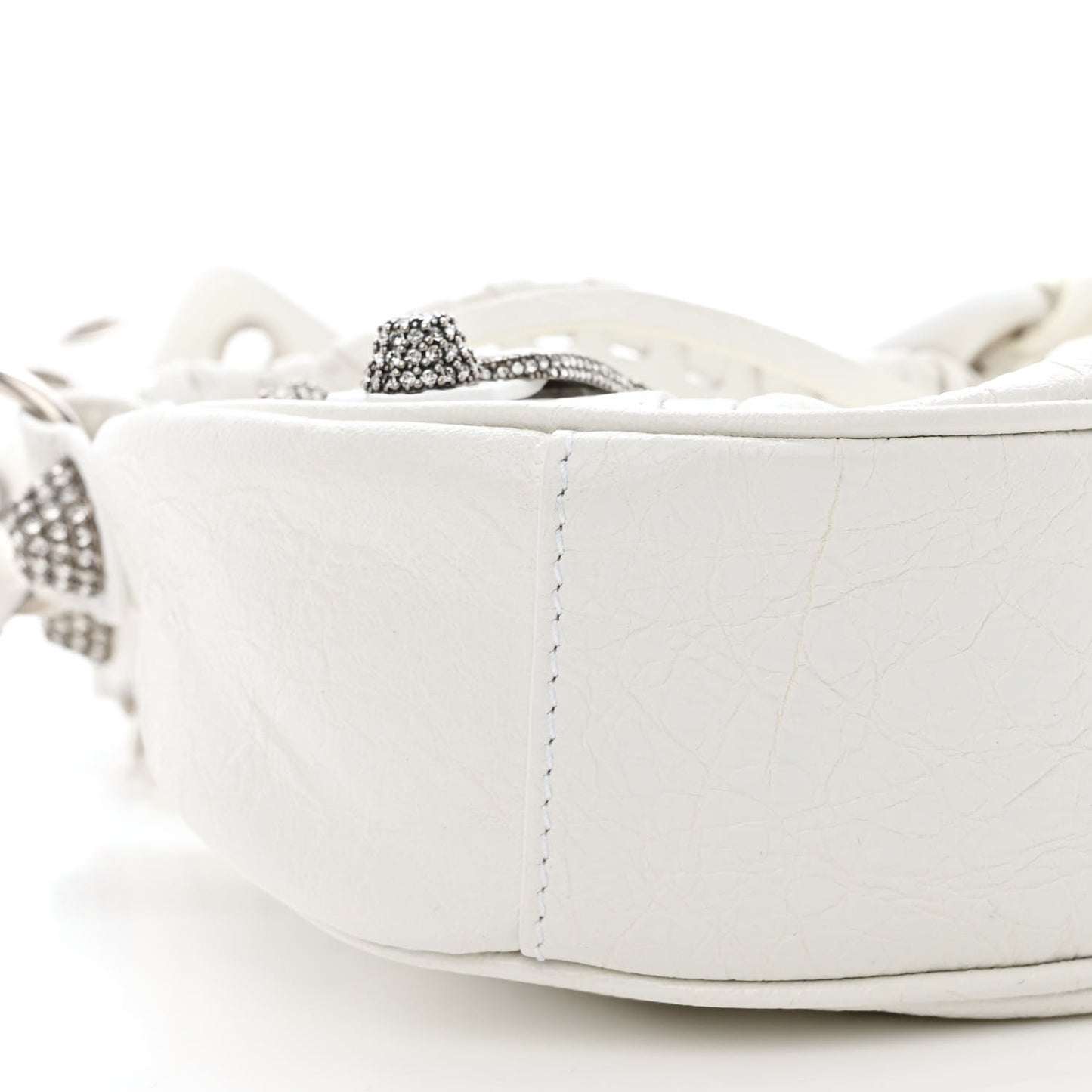 Agneau Arena Crystal Le Cagole Shoulder Bag XS Optic White