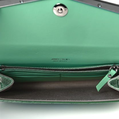 Jimmy Choo Snakeskin Embossed Chain Clutch Green 4 of 7