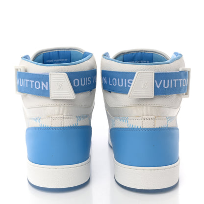 Louis Vuitton Calfskin Damier Mens Rivoli High Top Sneakers 8 Blue 5 of 12