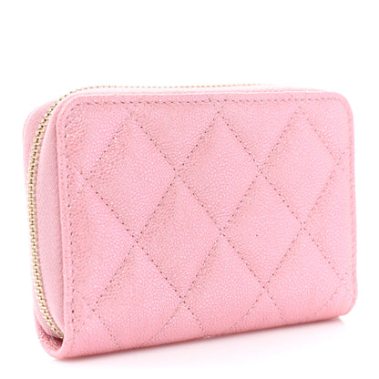 Chanel Iridescent Caviar Quilted Zip Coin Purse Pink 3 of 11