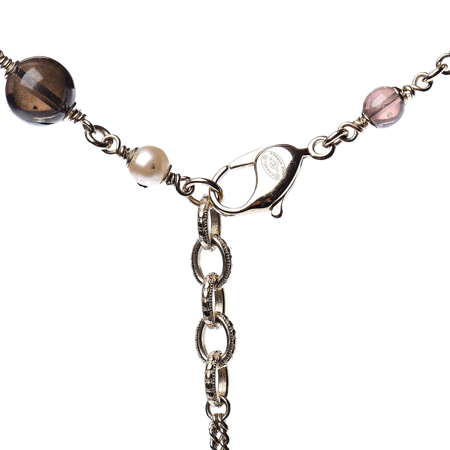 Beaded Resin CC Long Necklace Gold Multicolor
