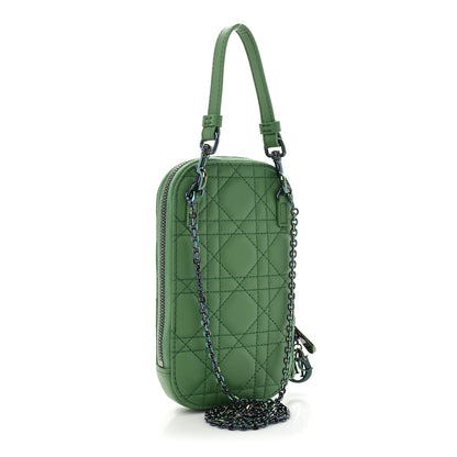 Christian Dior Lambskin Cannage Lady Dior Phone Holder Green 3 of 9