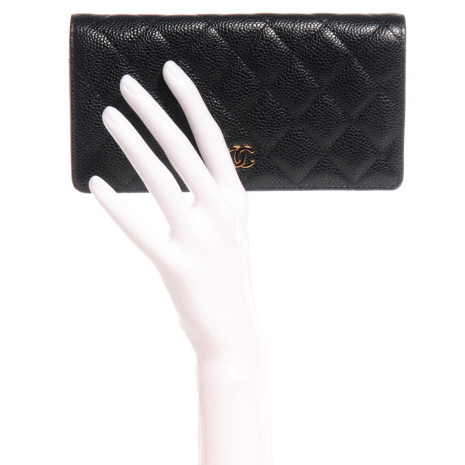 Chanel Caviar Quilted Yen Wallet Black 2 of 8