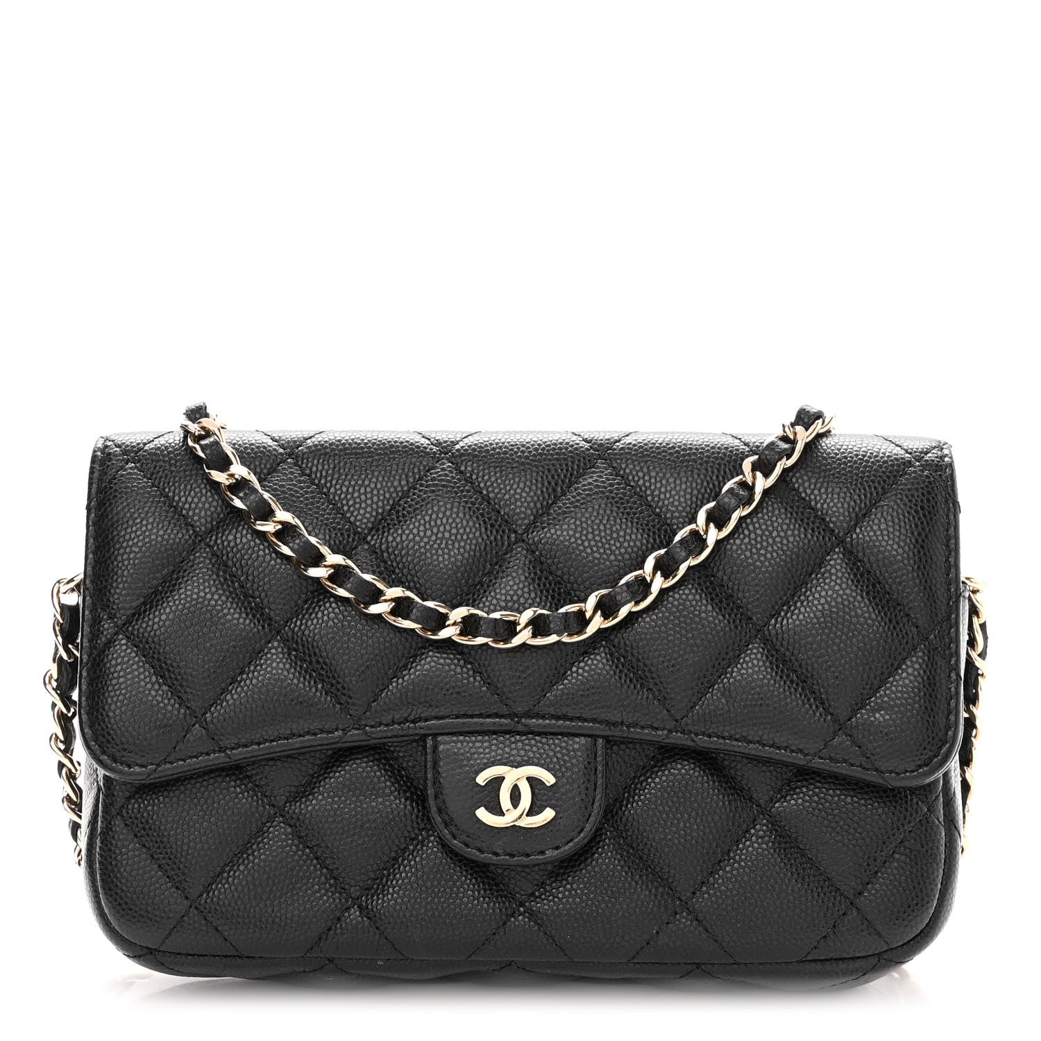 Chanel Caviar Quilted Flap Phone Holder With Chain Black 1 of 12