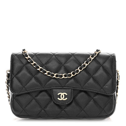 Chanel Caviar Quilted Flap Phone Holder With Chain Black 1 of 12