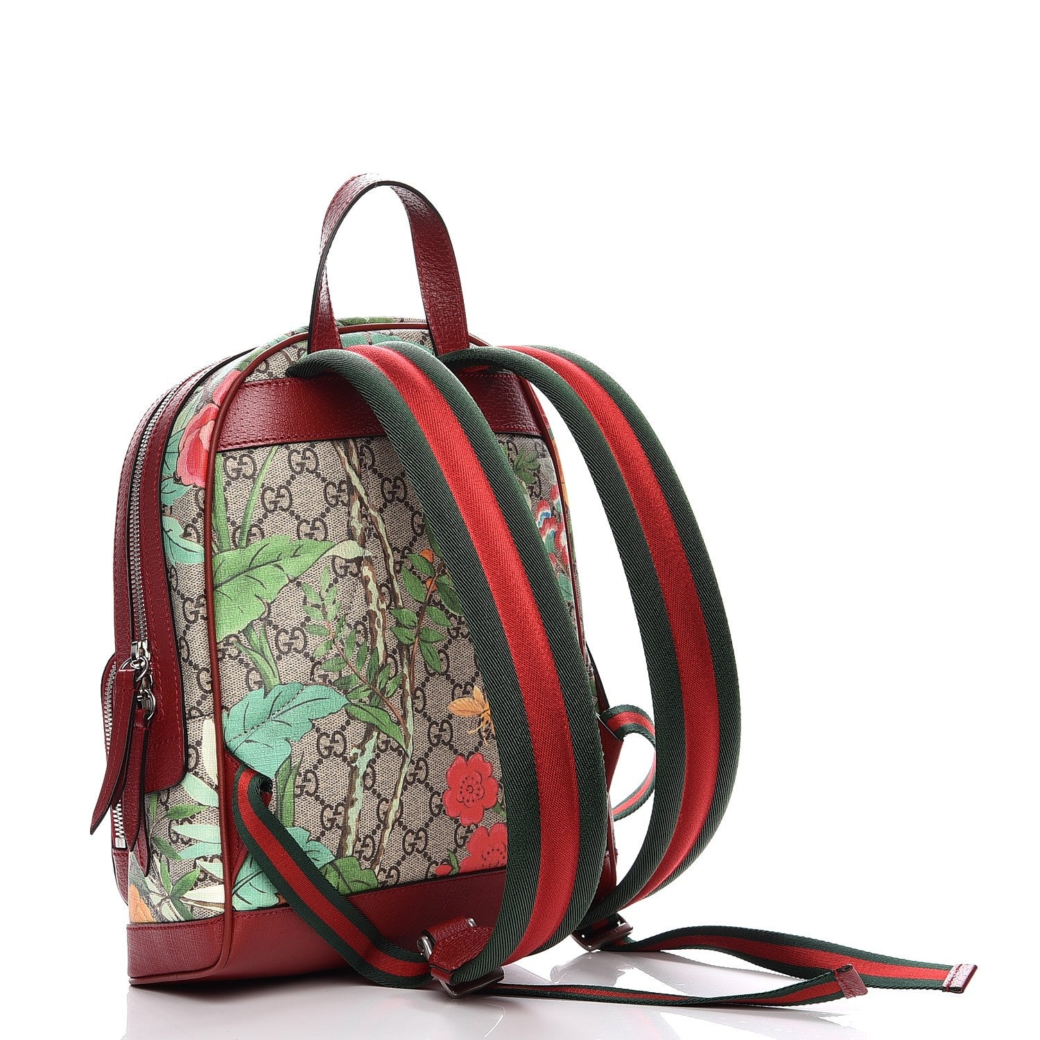 Gucci GG Supreme Monogram Tian Web Small Day Backpack Beige Multicolor Red 3 of 9