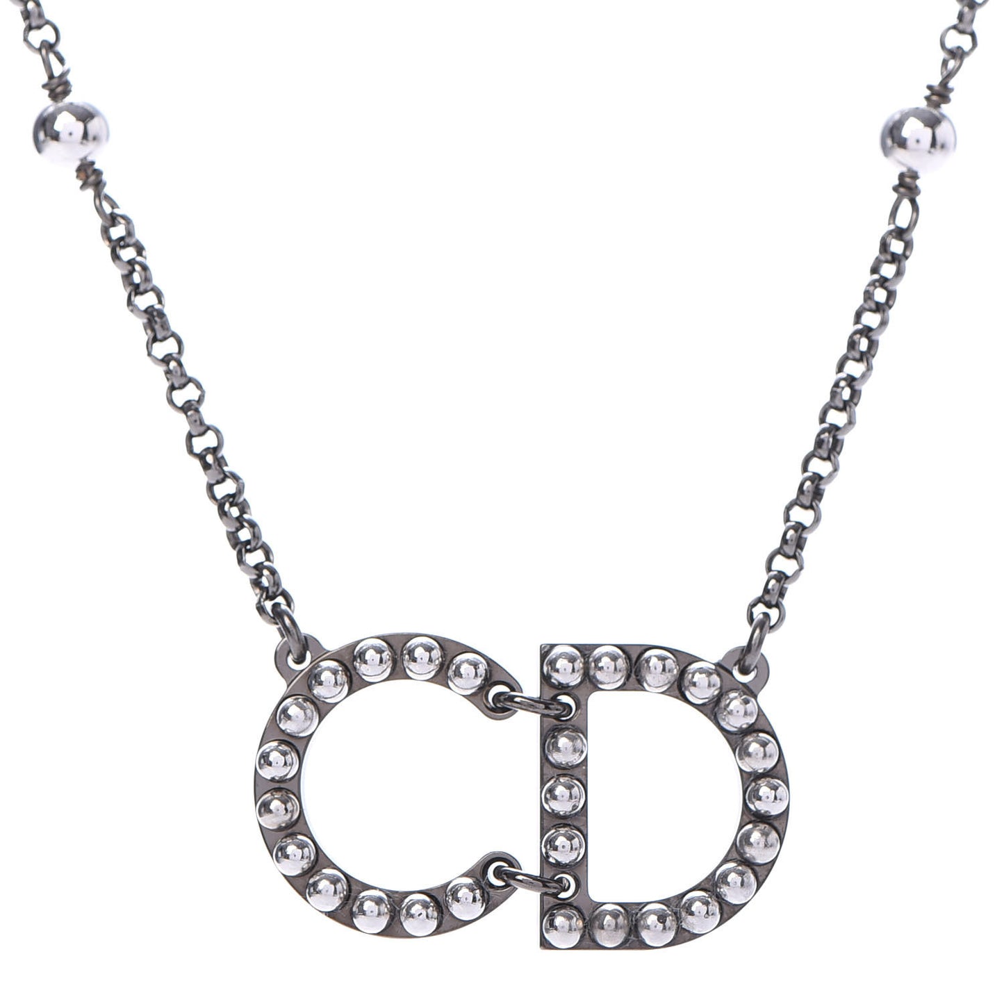 Metal Logo CD Necklace Ruthenium