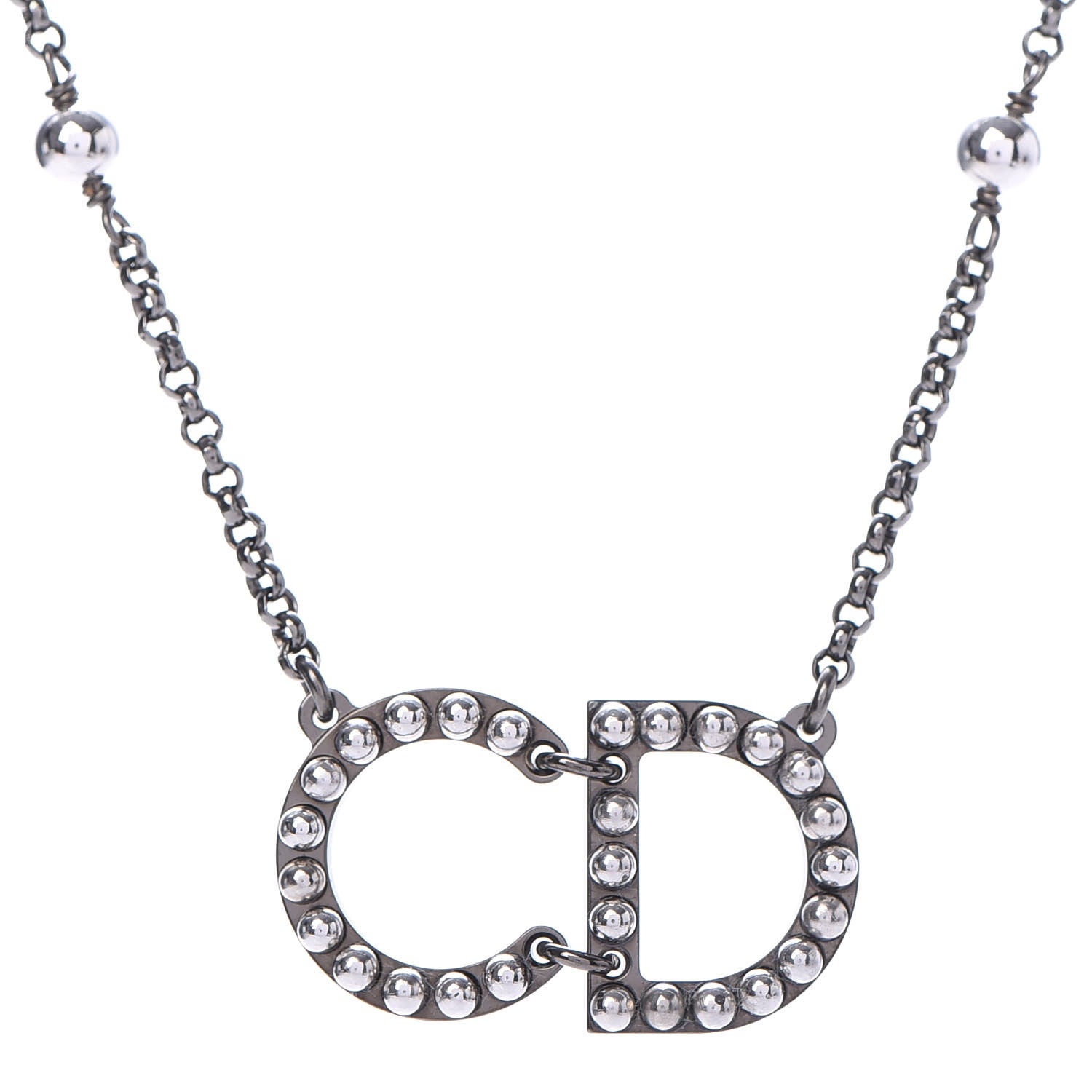 Christian Dior Metal Logo CD Necklace Ruthenium 4 of 6