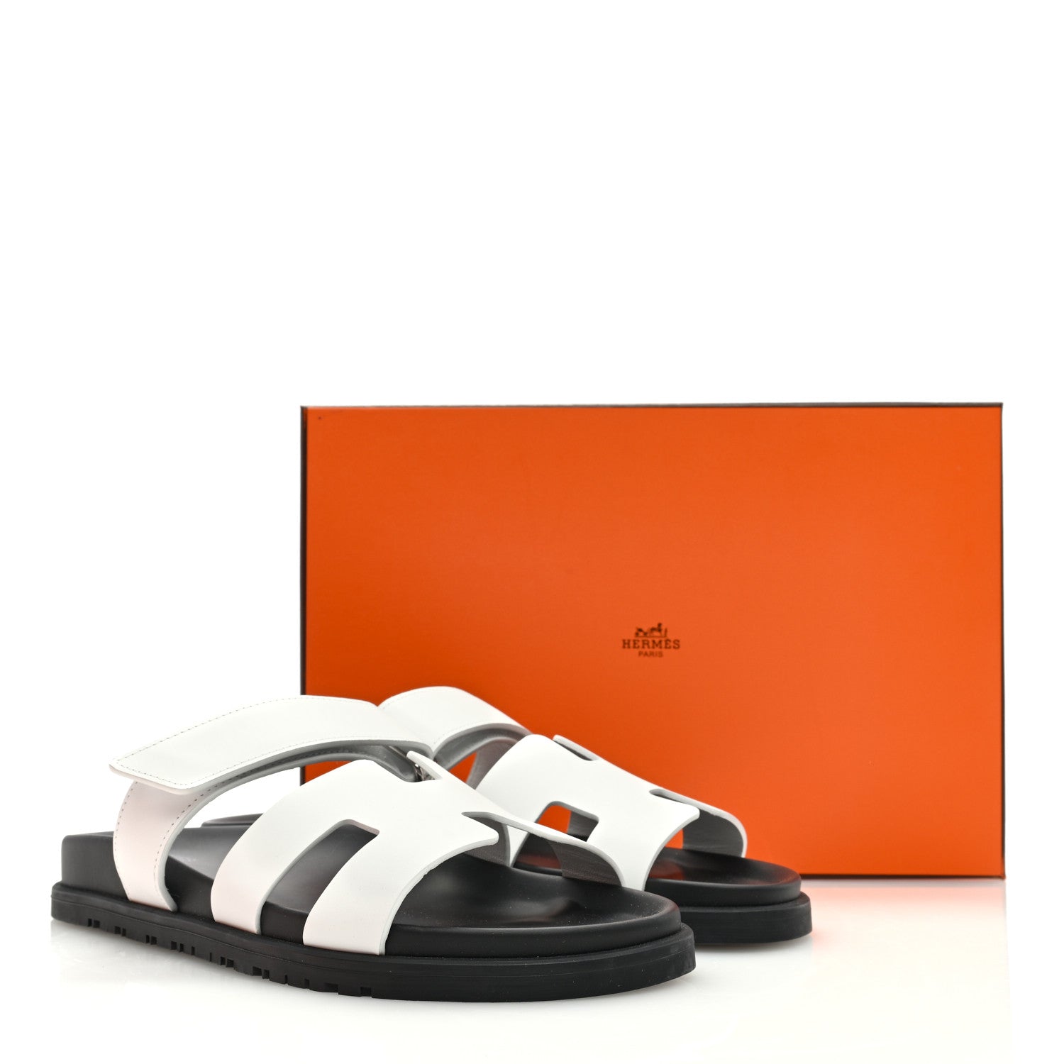 Hermes Calfskin Womens Chypre Sandals 39 White 8 of 8