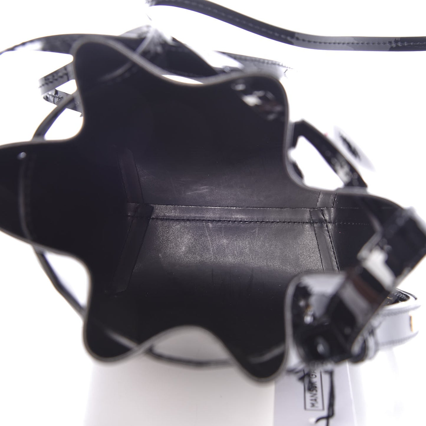 Patent Calfskin Mini Mini Bucket Bag Black