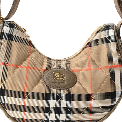 Burberry Nylon Check Horseshoe Crossbody Bag Sand Beige 7 of 9