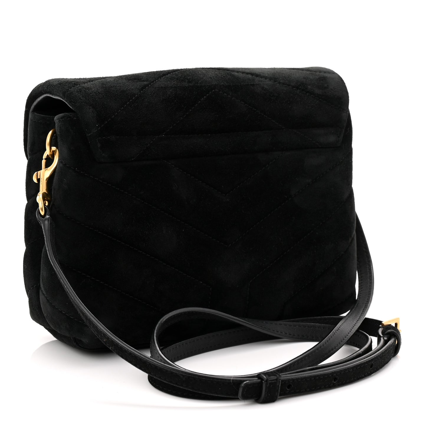 Suede Y Quilted Monogram Toy Loulou Crossbody Bag Black