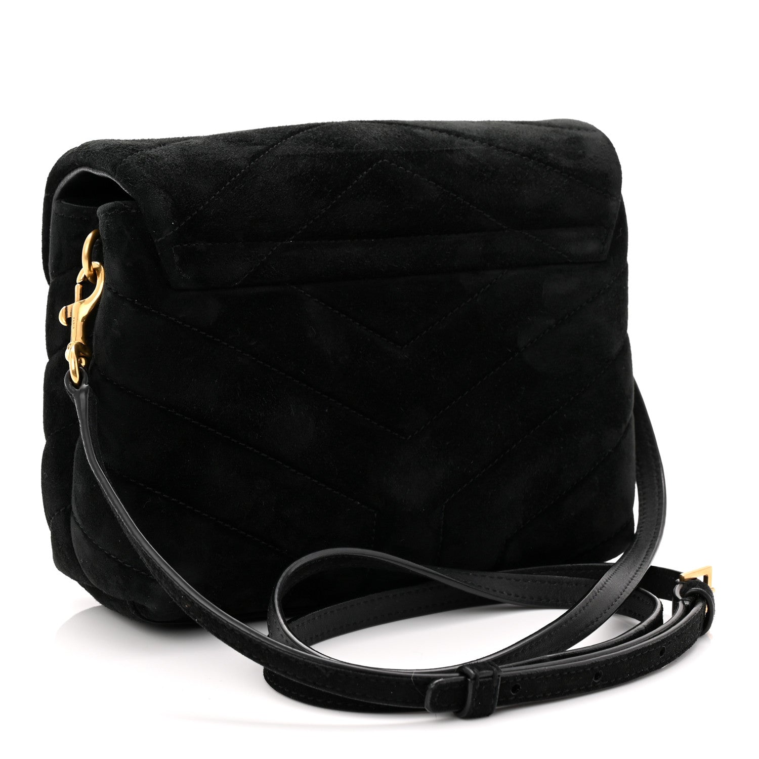 Saint Laurent Suede Y Quilted Monogram Toy Loulou Crossbody Bag Black 3 of 11