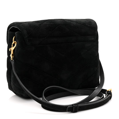 Saint Laurent Suede Y Quilted Monogram Toy Loulou Crossbody Bag Black 3 of 11