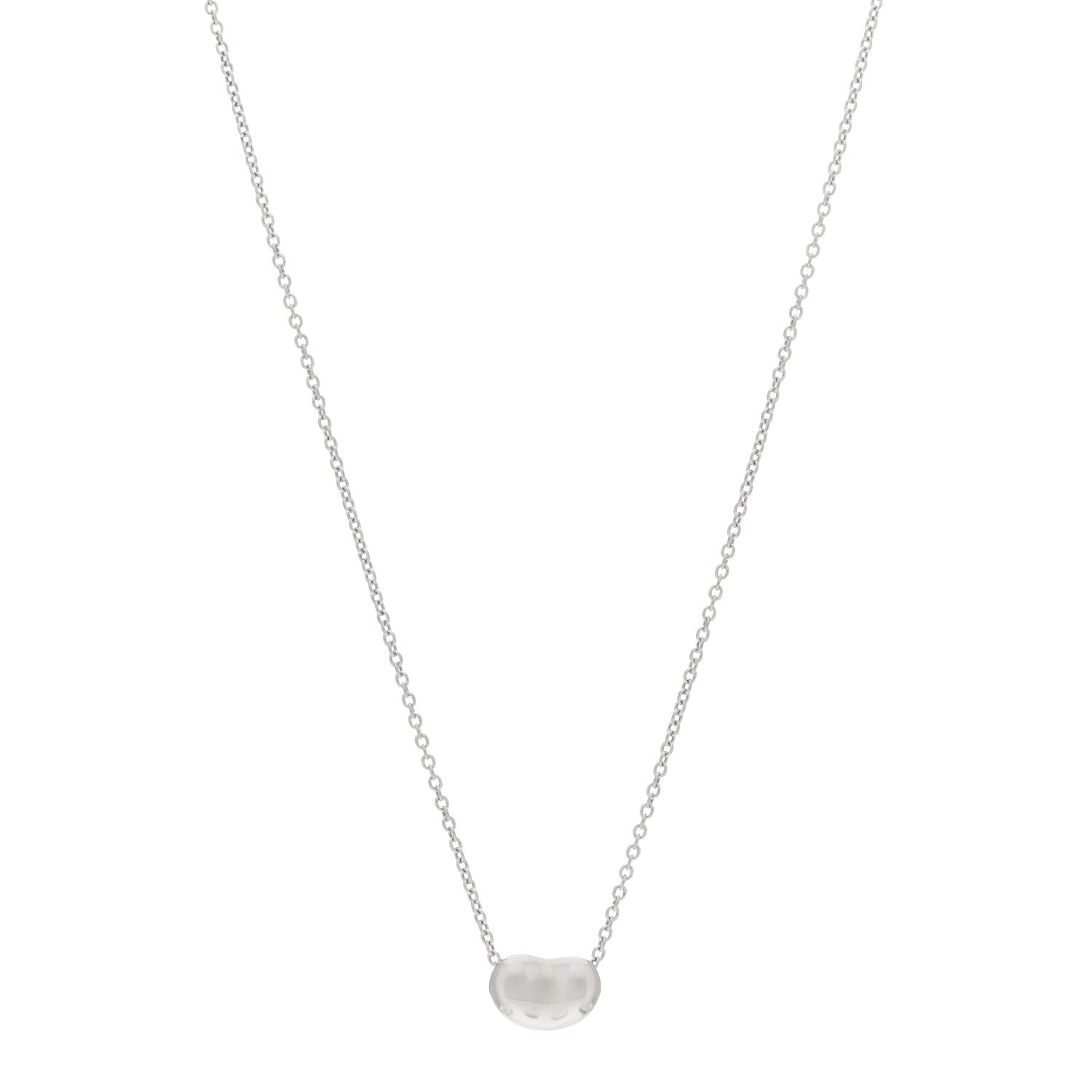 Tiffany Sterling Silver 9mm Elsa Peretti Bean Pendant Necklace 1 of 5