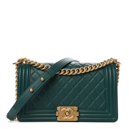 Chanel Caviar Quilted Medium Boy Flap Dark Green 1 of 4