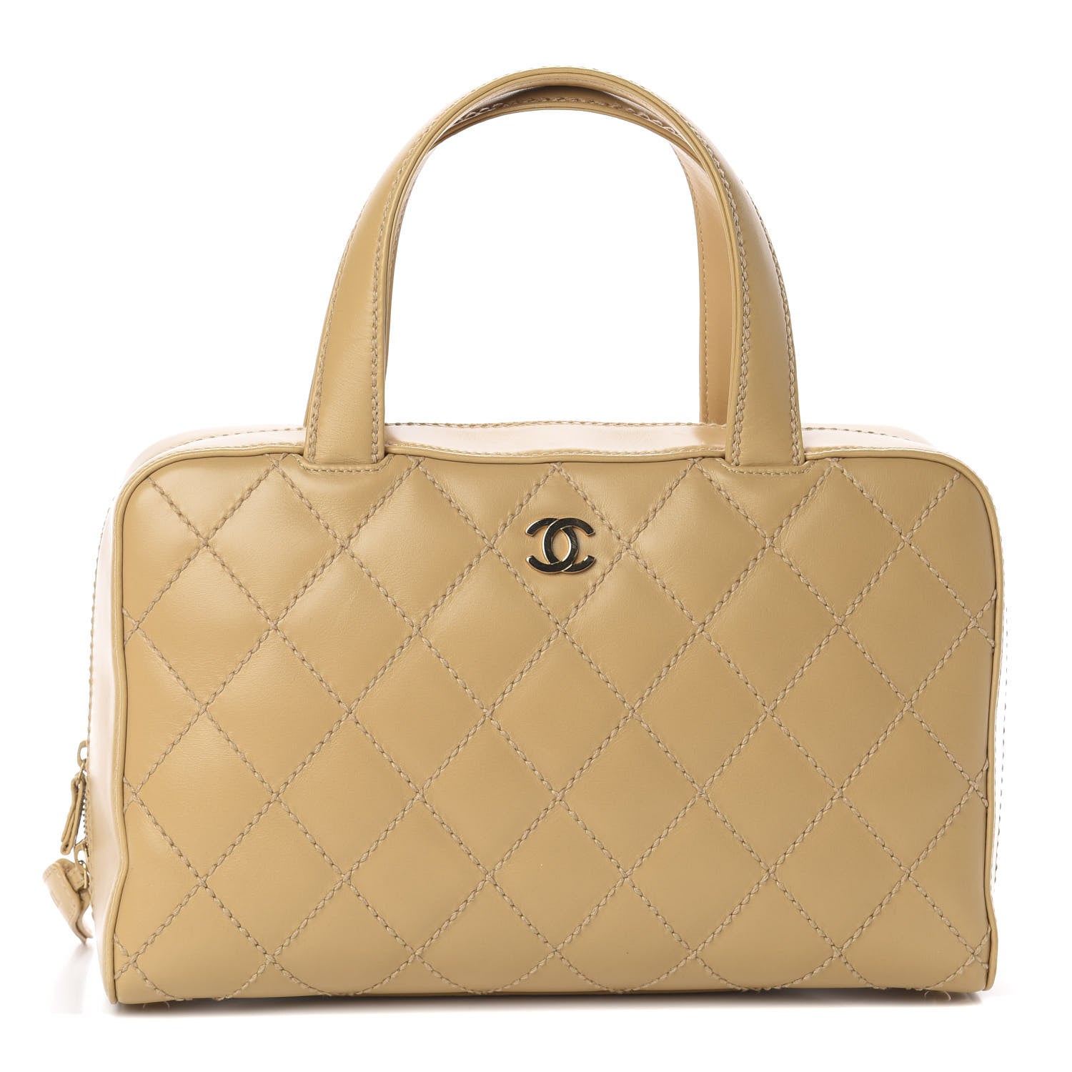 Chanel Calfskin Stitch Surpique Bowler Beige 1 of 9