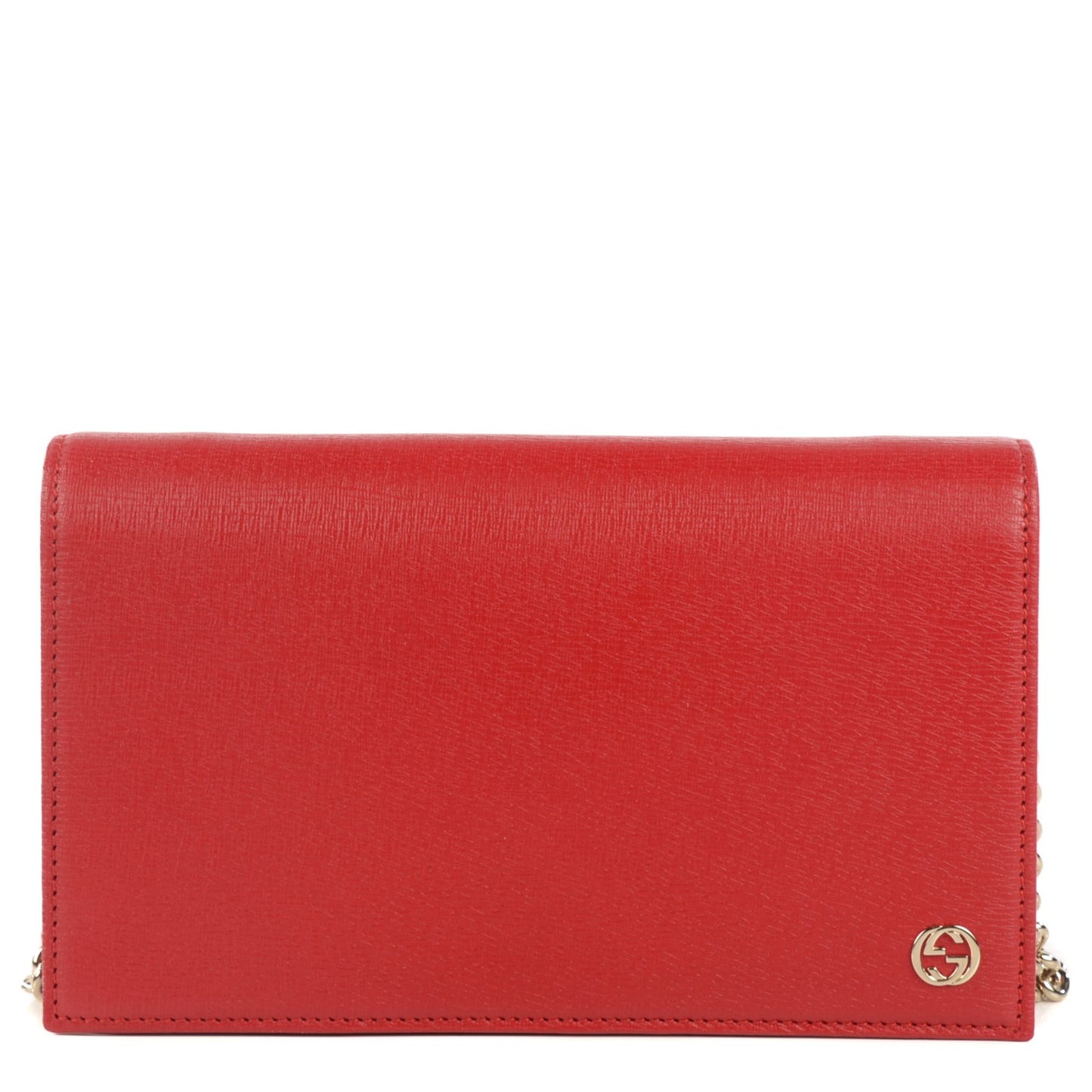 Textured Calfskin Medium Betty Chain Wallet Tabasco Red