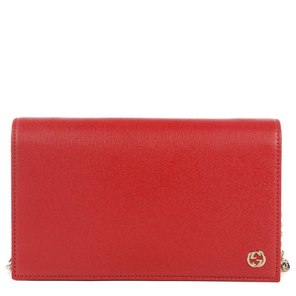 Gucci Textured Calfskin Medium Betty Chain Wallet Tabasco Red 1 of 7