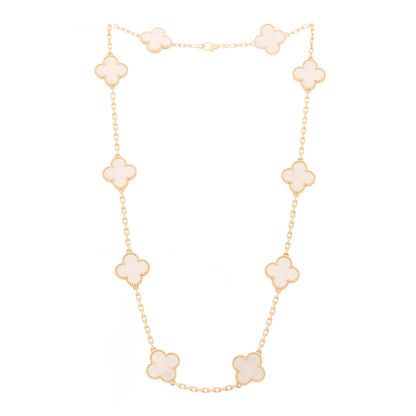 Van Cleef & Arpels 18K Yellow Gold Mother of Pearl 10 Motifs Vintage Alhambra Necklace 3 of 5