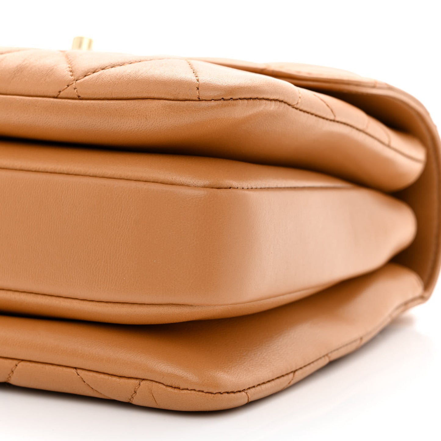 Lambskin Quilted Small Trendy CC Flap Dual Handle Bag Camel