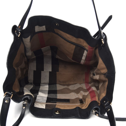 Burberry Grainy Calfskin House Check Medium Maidstone Black 5 of 11