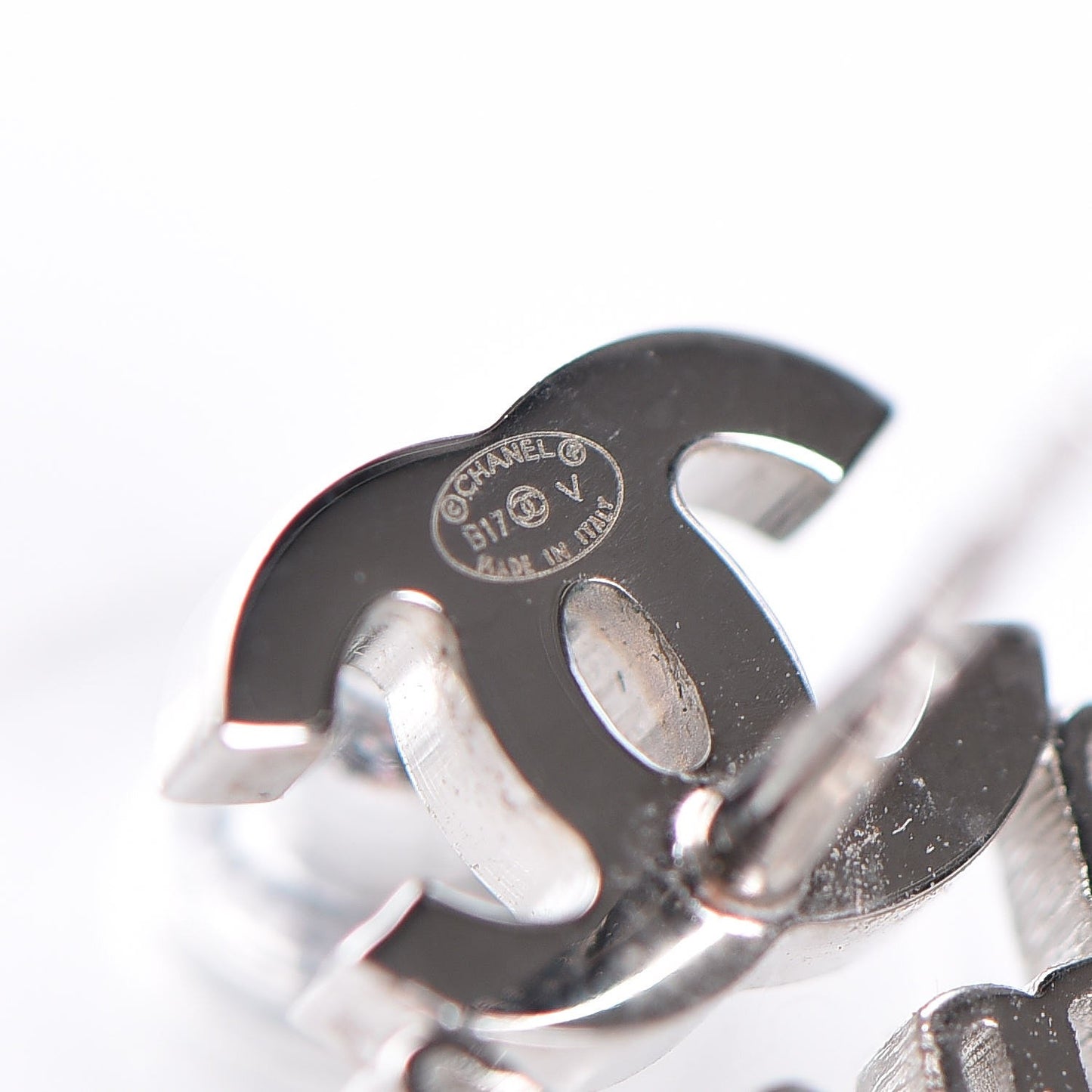 Crystal CC Peace Sign Emoji Earrings Silver